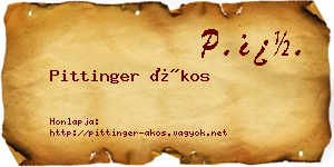 Pittinger Ákos névjegykártya